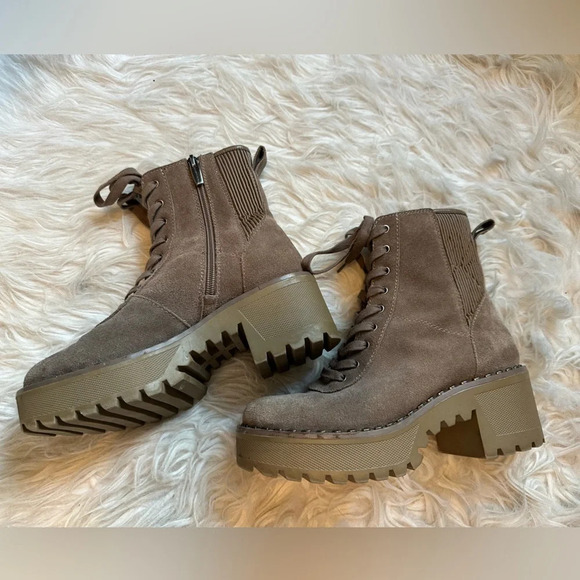 Vince Camuto Suede Heeled Combat Boots - Picture 9 of 9